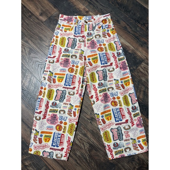 Wrangler Denim - Wrangler Wide Barrel Jeans Womens 29 Graphic Print High Rise Retro Multi Color